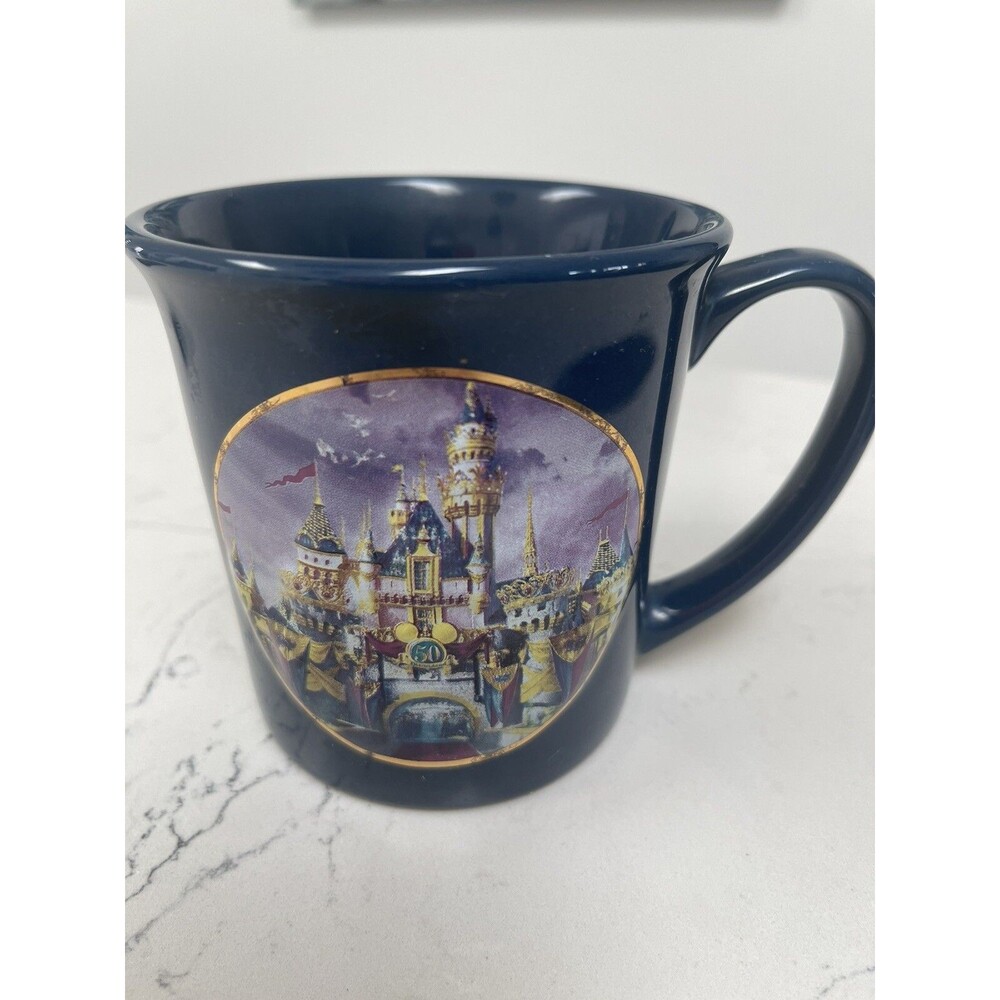 Disneyland 50th Anniversary Mug Dark Blue Mickey Mouse Ears